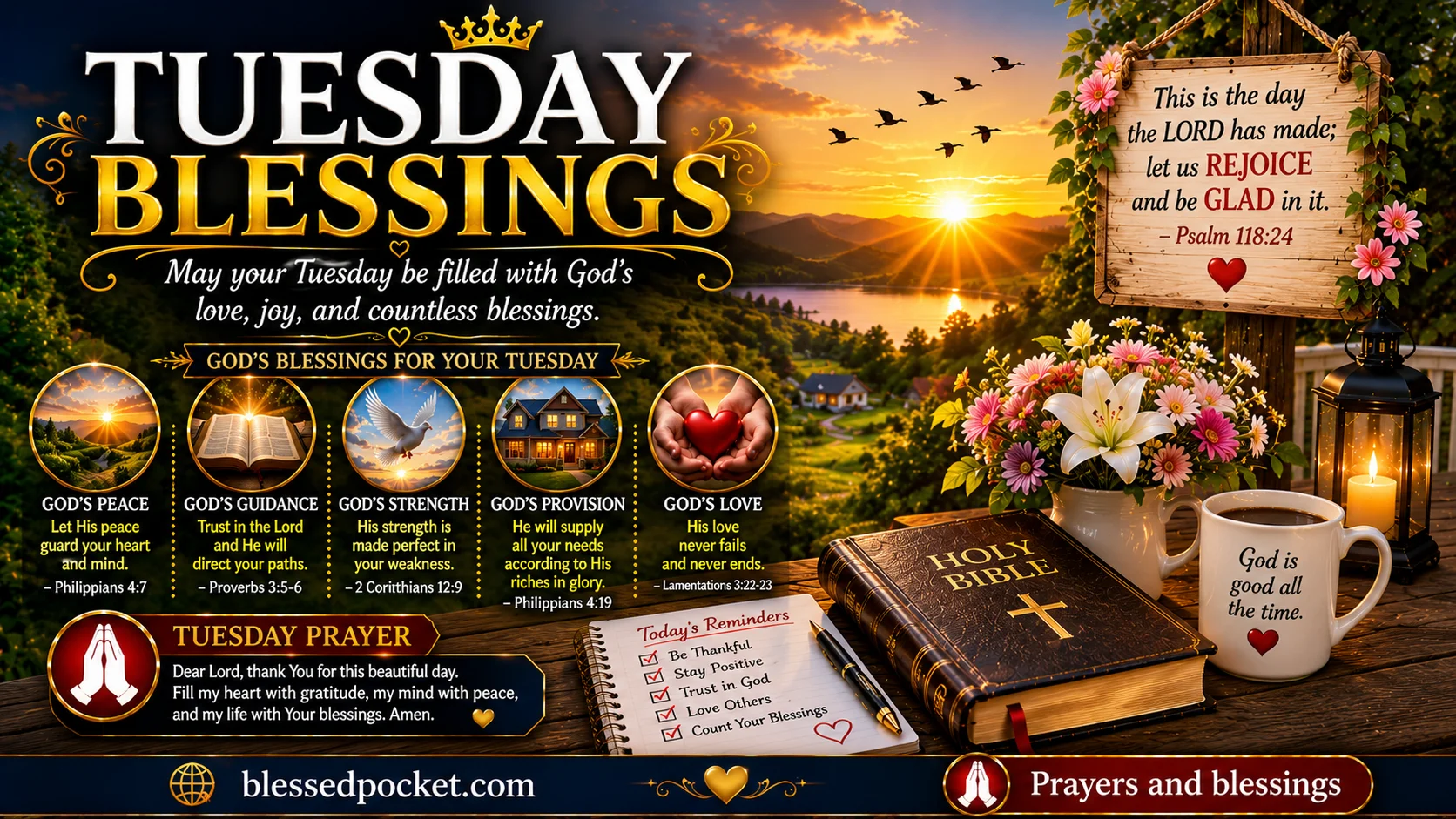 50 Uplifting Tuesday Blessings to Fill Your Day with Purpose, Peace & God’s Presence 🌞🙏