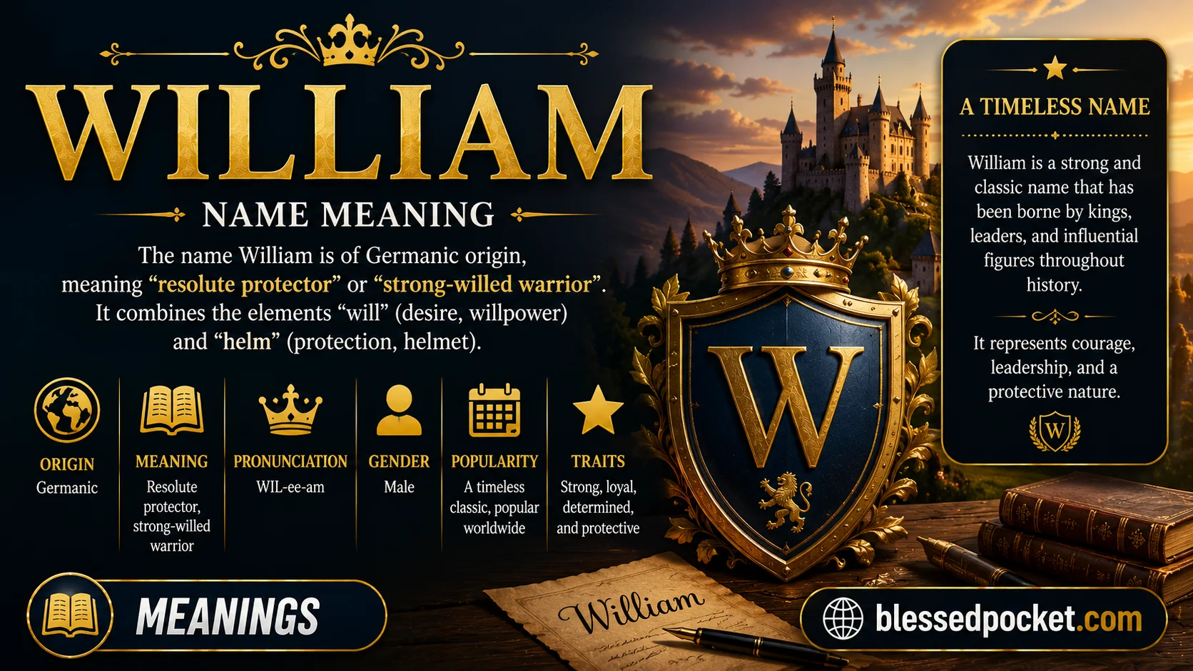William Name Meaning: The Complete Guide to Origin, Biblical Significance & Royal Legacy 👑✨