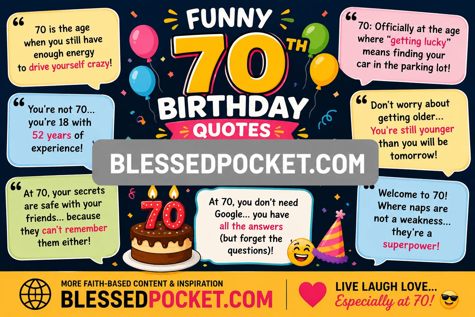 90+ Funny 70th Birthday Quotes That Are Vintage, Sass-tastic  | BlessedPocket